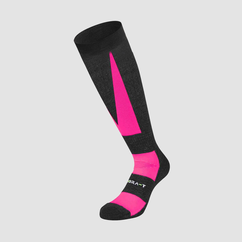 Calze Tecniche Lunghe Lana Polipropilene Fucsia Fluo